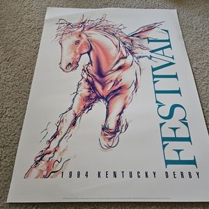 Original vintage travel Poster Kentucky Derby 1995 Jeff Tull 18" x 24" Colorful.